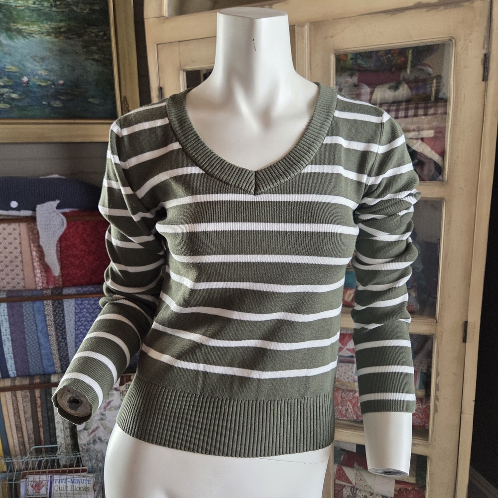 Charlotte Russe Olive Green Striped Sweater